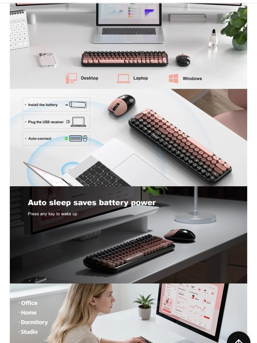 Hot Kiss Wireless Keyboard in Black and Pink 💋 😘